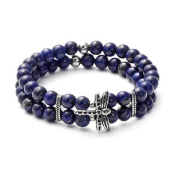 Genuine Denim Lapis Solitaire Pendant SS Necklace and matching Bracelet Set NWT - Picture 8 of 8